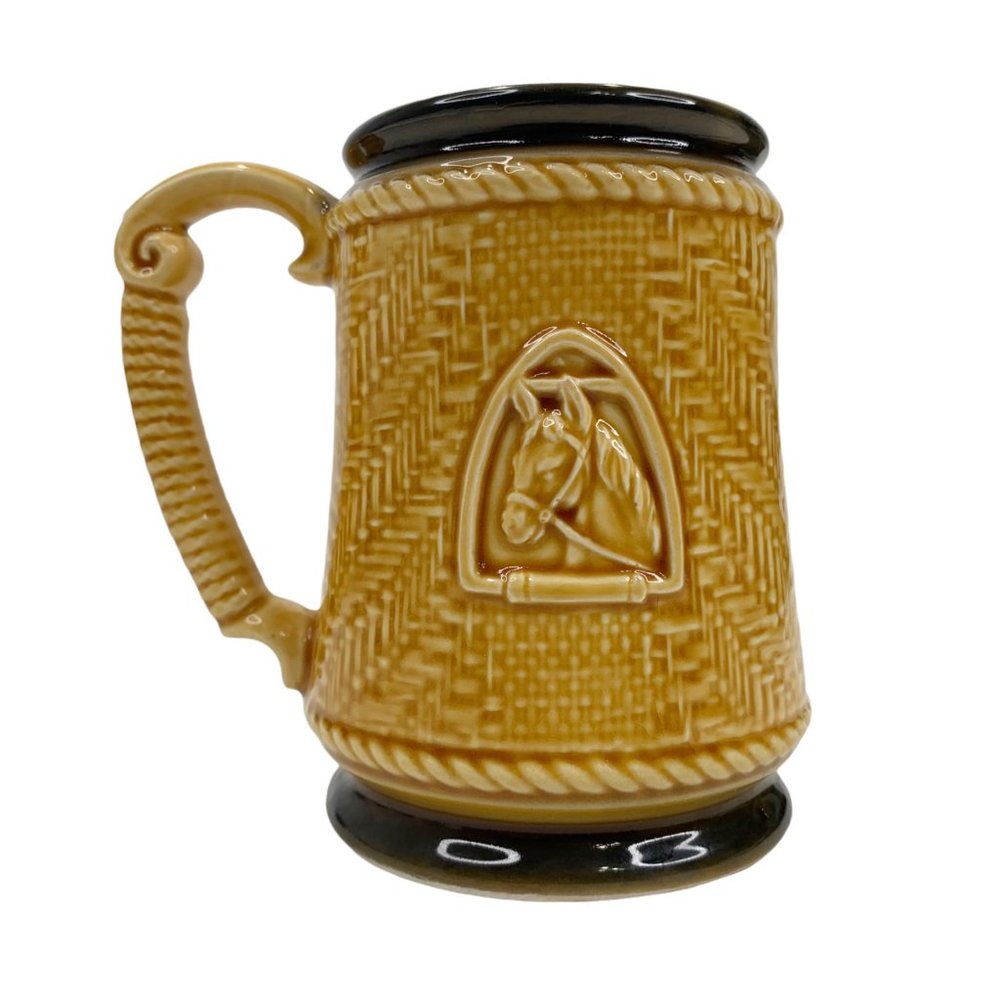 Vintage Lefton Horse Beer Stein Coffee Mug Horseshoe Japan Stoneware Esquestrian - Picture 5 of 11